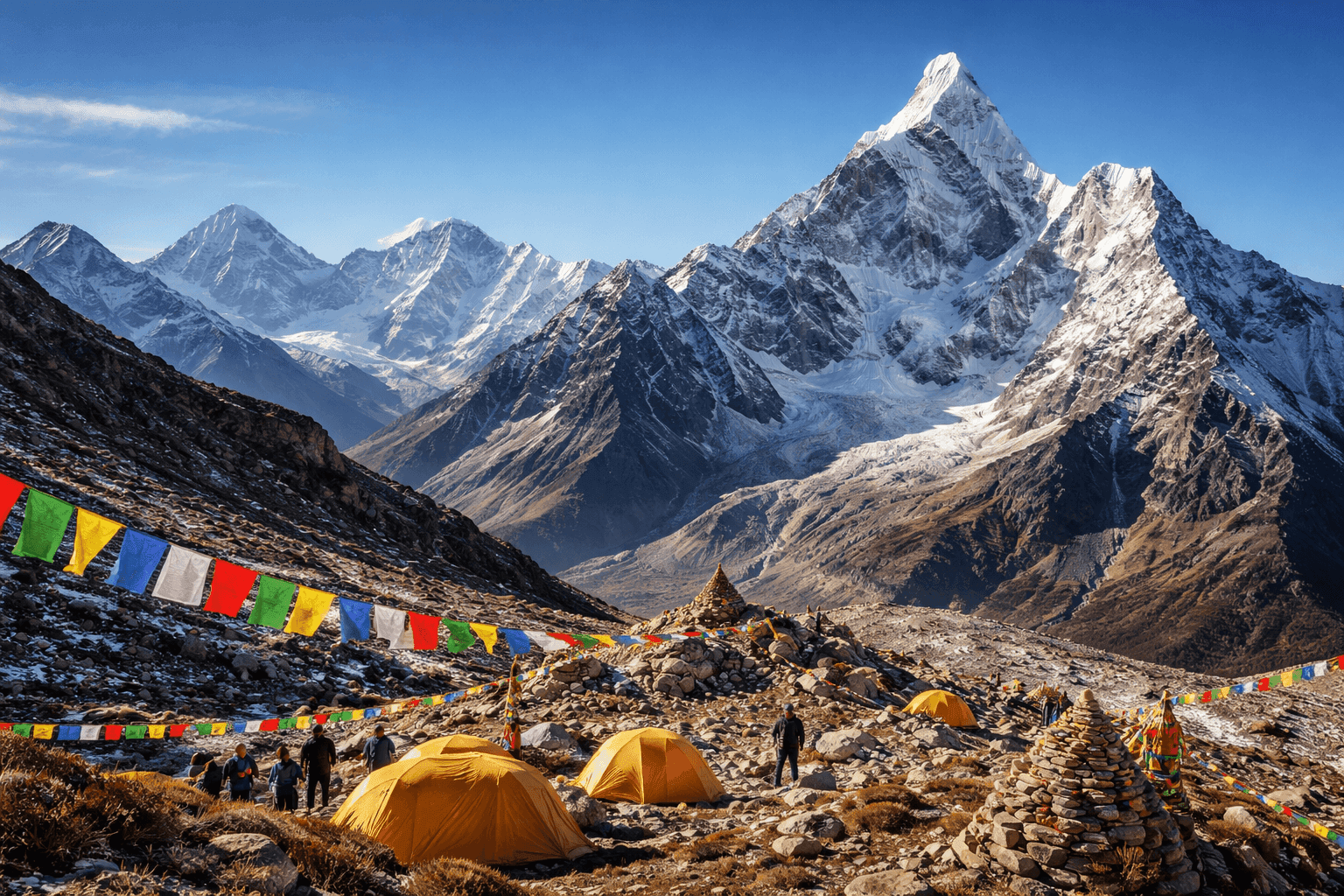 Tabochey Ridge and Amadablam Base Camp