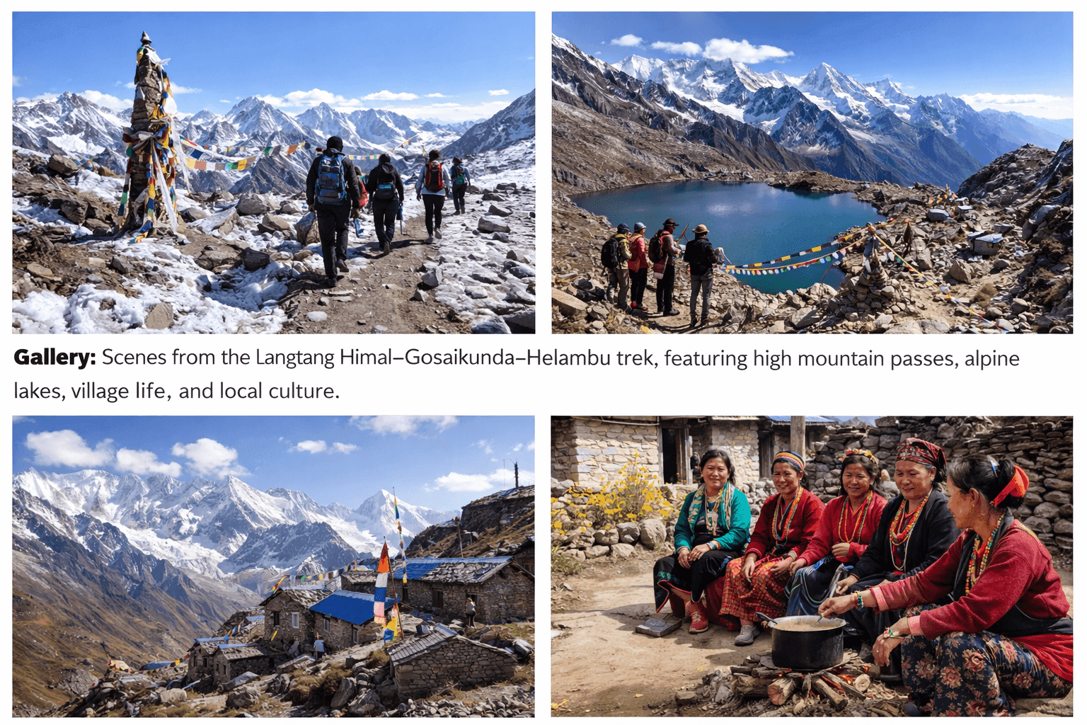 Langtang Himal – Gosaikunda Pass to Helambu Trek (Highest Point: 4,610 m)